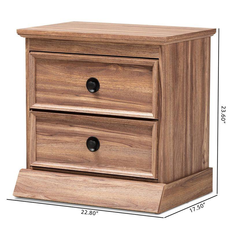 Ryker Oak Finished 2 Drawer Wood Nightstand Brown - Baxton Studio