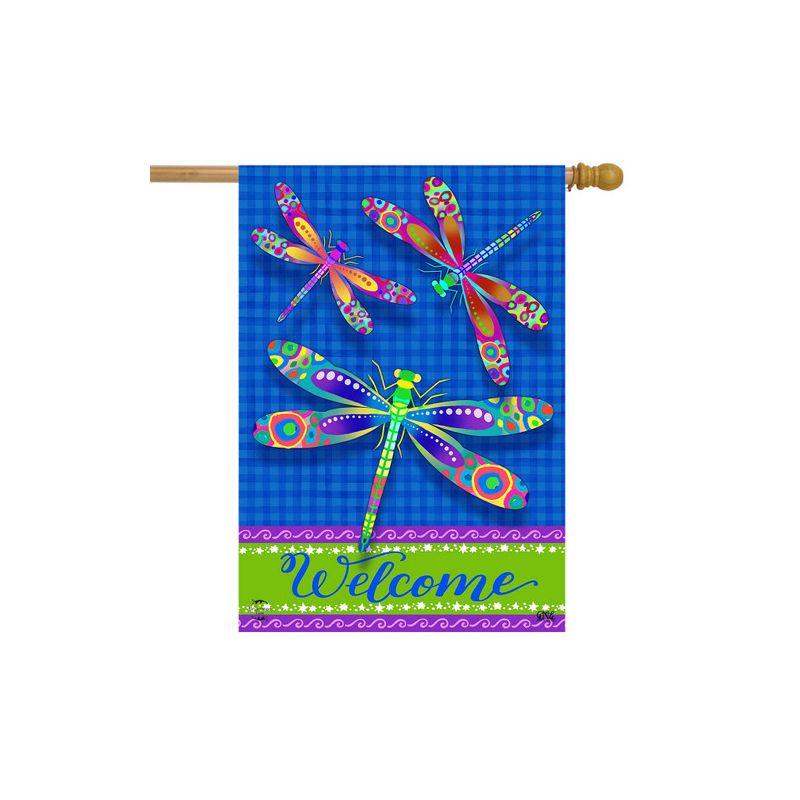 Briarwood Lane Colorful Dragonflies Summer House Flag Welcome Dragonfly 28" x 40"