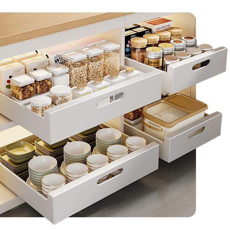 White Carbon Steel Pull-Out Organizer Drawer with Adhesive Shelves