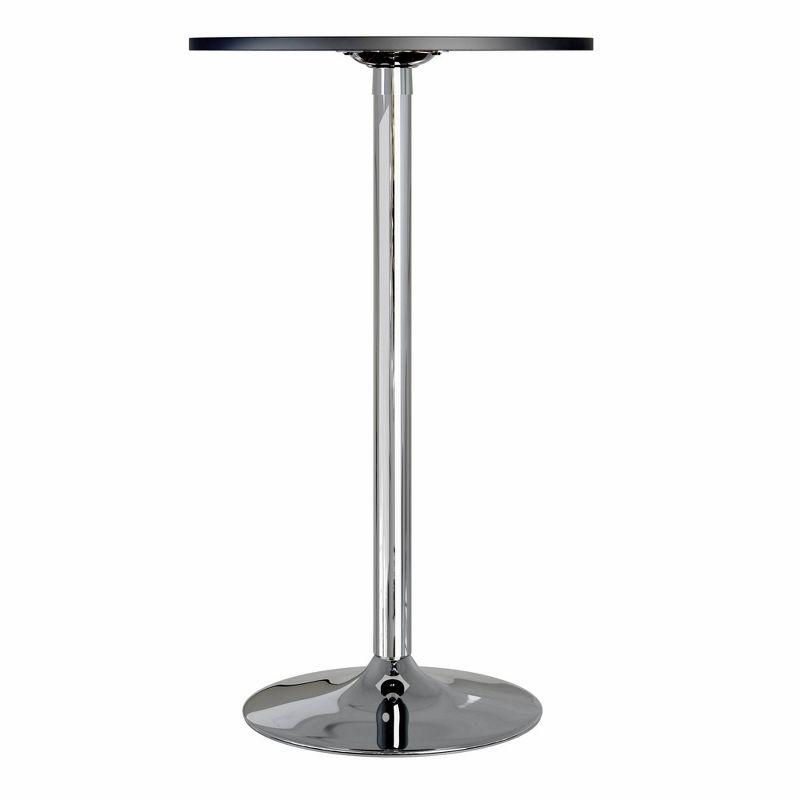 24" Spectrum Round Bar Height Table with Metal Legs Black - Winsome: Chrome Base, MDF Top, Contemporary Style