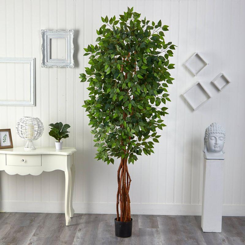 85-Inch Green Silk Potted Ficus Floor Plant