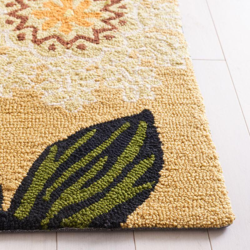 Elegant Green Floral Rectangular Easy-Care Synthetic Rug