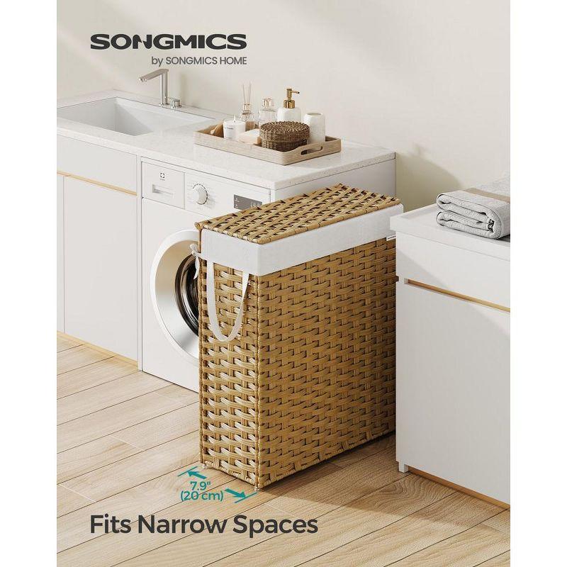 SONGMICS Laundry Hamper Bamboo Laundry Basket with Lid and Handles Wicker hamper