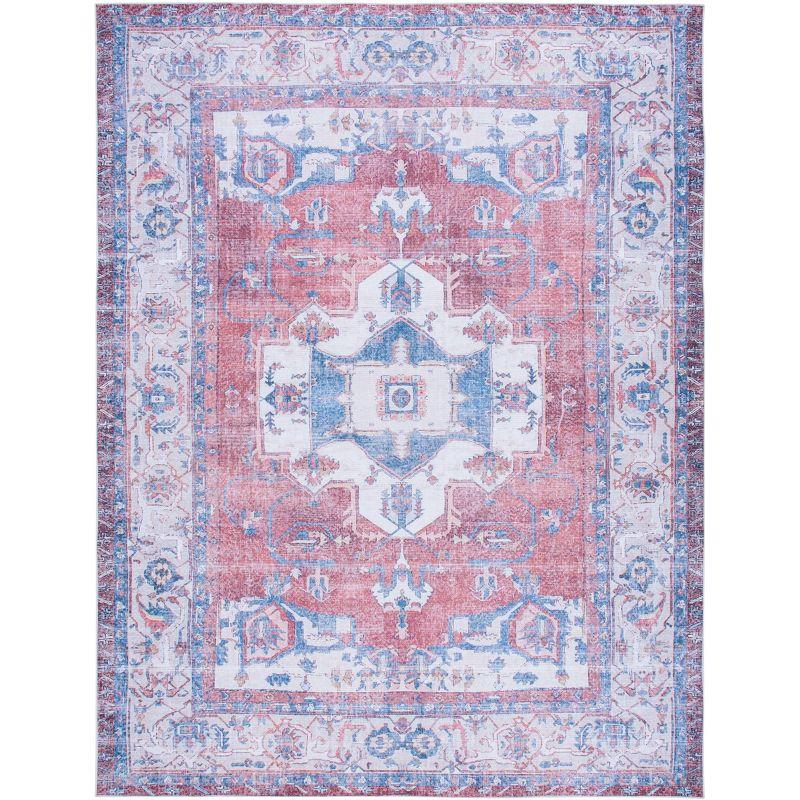 Serapi SEP355 Machine Washable Skid-Resistant Power Loomed Indoor Area Rug - Red/Ivory - 6'7"x9' - Safavieh