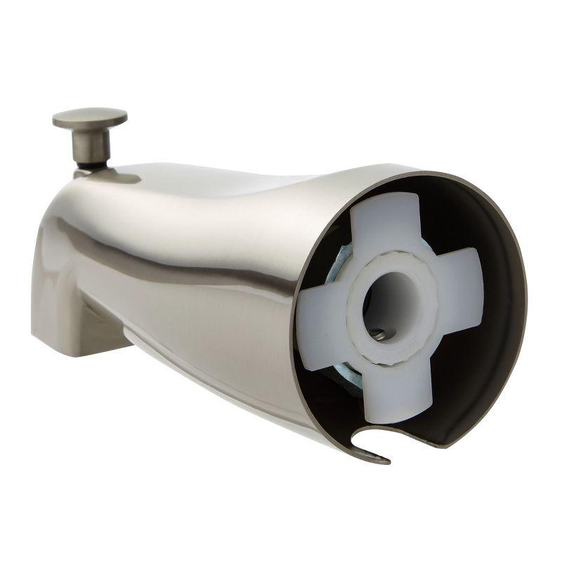 Built Industrial Brushed Nickel Bathtub Spout with Diverter, Tub Faucet with Slip-Fit Connection, 2.5 x 5 In