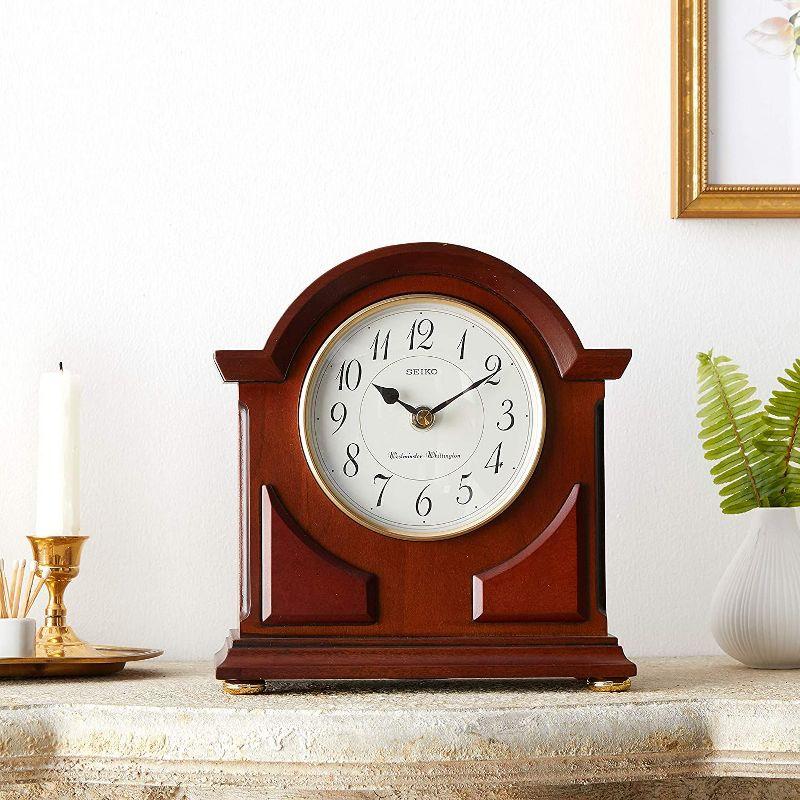 Seiko Sayo American Traditional Analog Wood Quartz Movement / Crystal Tabletop Clock in Brown