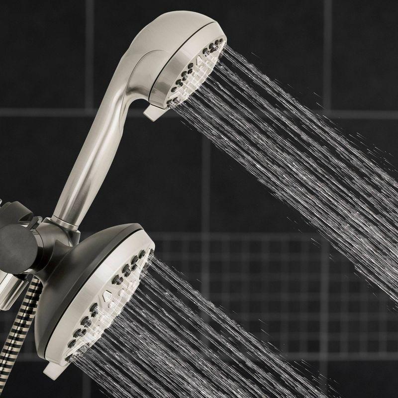 6+6 Power Pulse Dual Shower Head Brushed Nickel - Waterpik: EPA WaterSense, 12 Spray Options, Handheld Combo