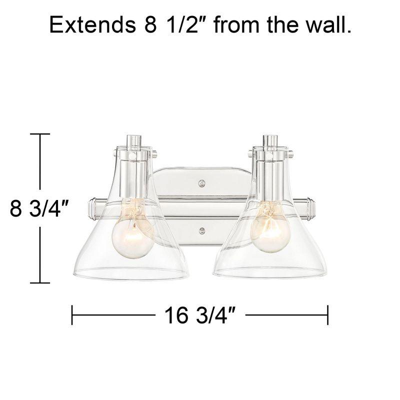 Possini Euro Design Sorren Modern Wall Light Sconce Polished Nickel Hardwire 14" 2-Light Fixture Clear Glass for Bedroom Bathroom Vanity Reading Home