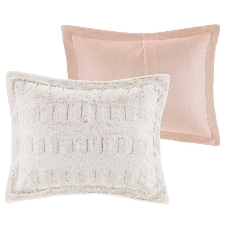 Blush Full Faux Fur Reversible Bedspread Set