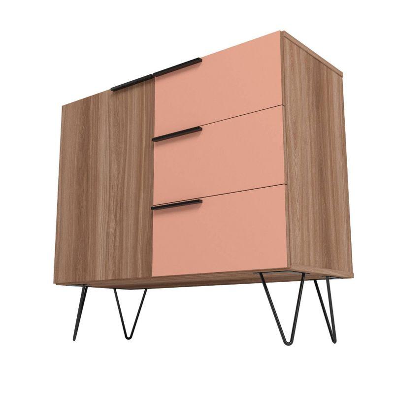 35.43" Beekman Dresser Brown/Pink - Manhattan Comfort: Splayed Metal Legs, Mid-Century Storage