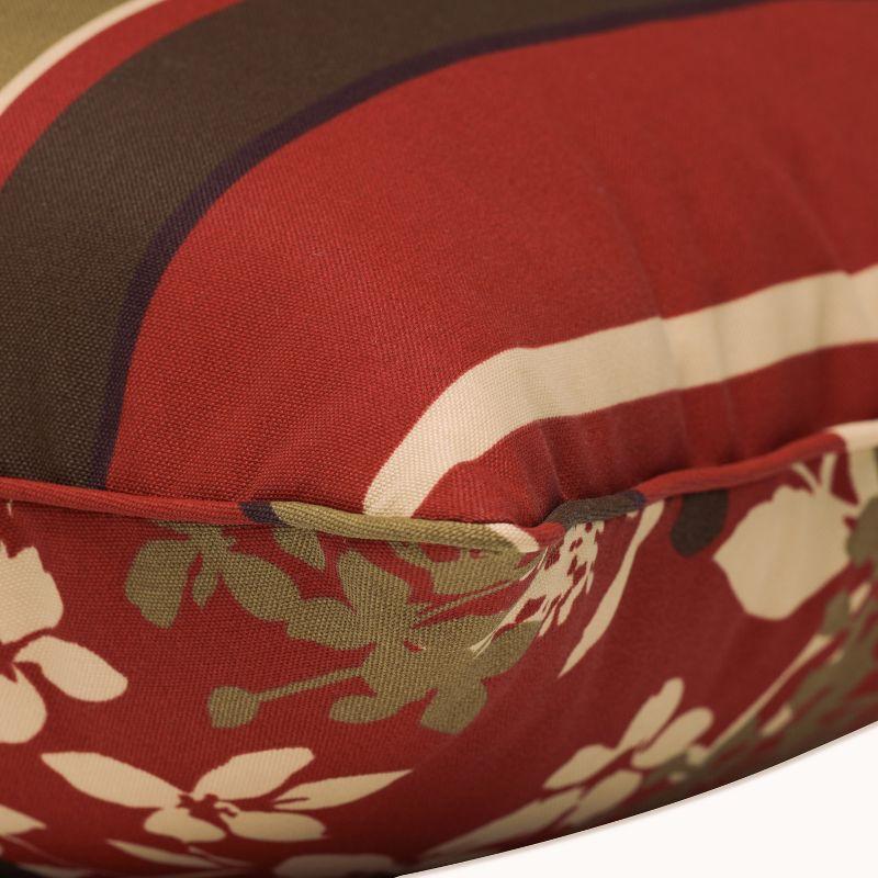 2-Piece Outdoor Reversible Toss Pillow Set - Brown/Red Floral/Stripe 24" - Pillow Perfect