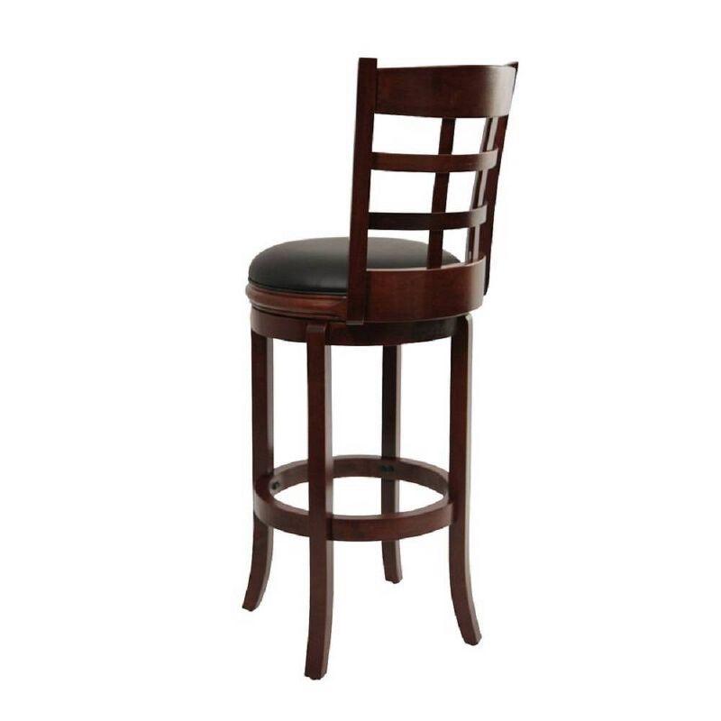 Kyoto Cherry Wood and Leather 360° Swivel Barstool