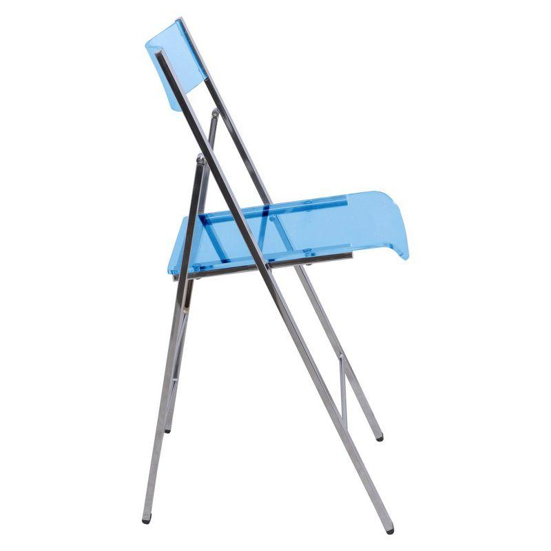 LeisureMod Menno Acrylic Folding Dining Chair with Iron Base