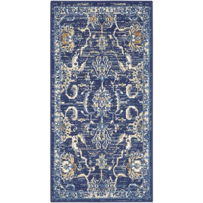 Navy and Beige Rectangular Persian Style Area Rug