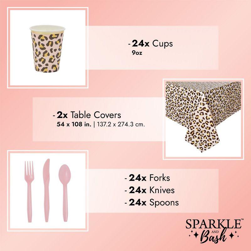 Sparkle and Bash Serves 24 Safari Birthday Party Supplies with Paper Plates, Cups, Napkins, Banner, Tablecloths & Cutlery