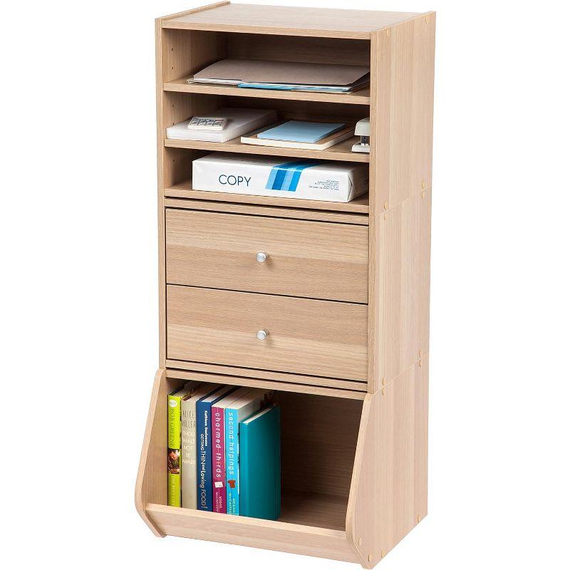 Tachi Modular Light Brown Wood Stackable Storage Organizer with Adjustable Shelves