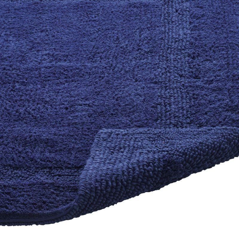Better Trends Lux 100% Cotton Tufted Solid Reversible Bath Rug Set 2 PC (17" x 24" | 20" x 20") - Navy