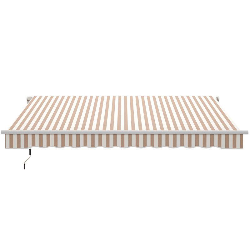 Outsunny 2'' Polyester Beige Cover Retractable Patio Awning