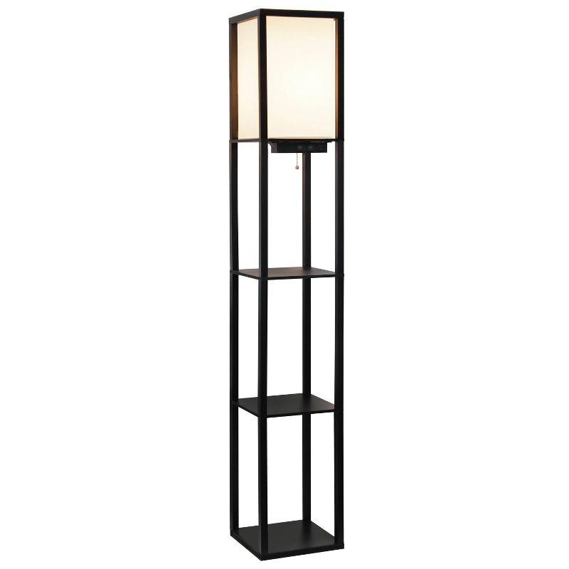 Creekwood Home Classix 62.5" 3-Tier Storage Floor Lamp with Charging Ports and Outlet