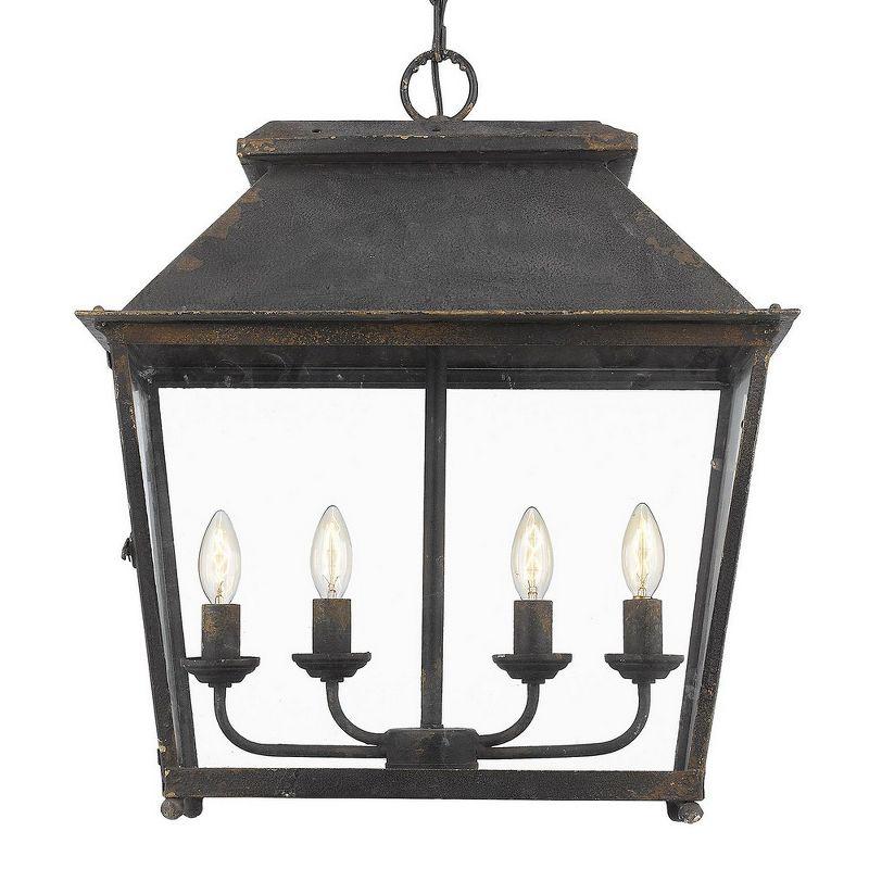 Golden Lighting Abingdon 4-Light Pendant in Antique Black Iron with Clear Glass