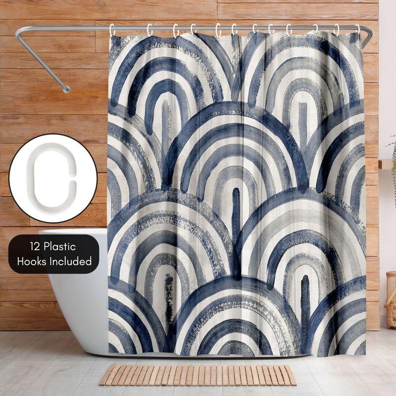 71x74 Blue Abstract Shower Curtain - 100% Polyester - Water-Resistant Bath Curtain