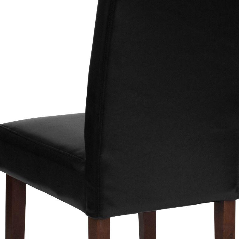 Set of 6 Black LeatherSoft Parsons Dining Chairs with Mahogany Legs