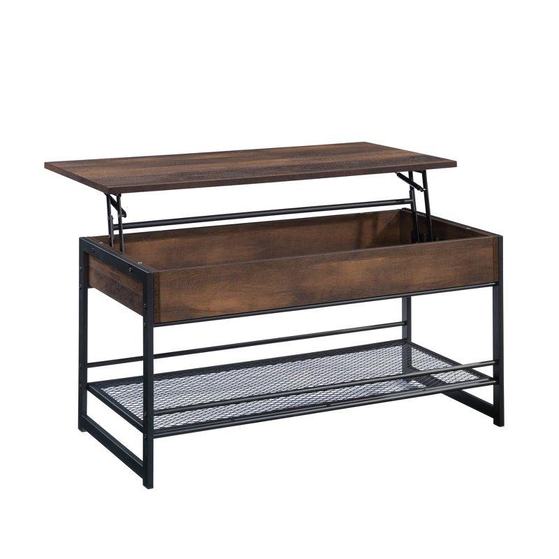 Sauder Briarbrook Lift Top Coffee Table Barrel Oak: Transitional Style, Metal Frame, MDF Top, C-Shape Base