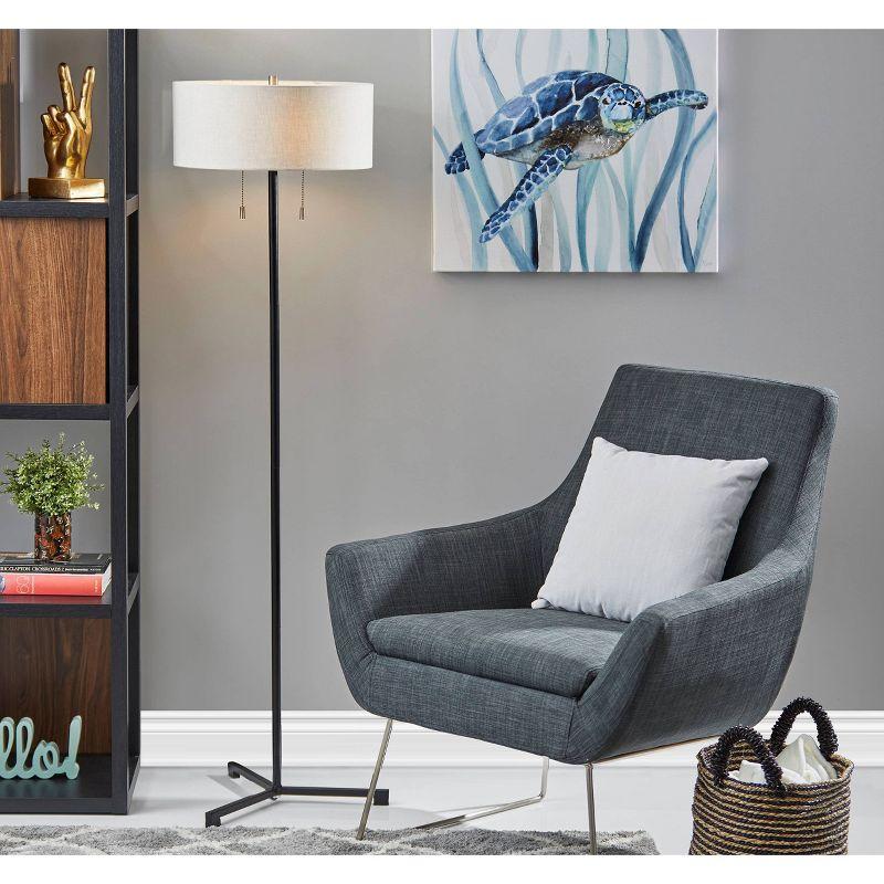 Wesley Black Tripod Floor Lamp with Taupe Shade