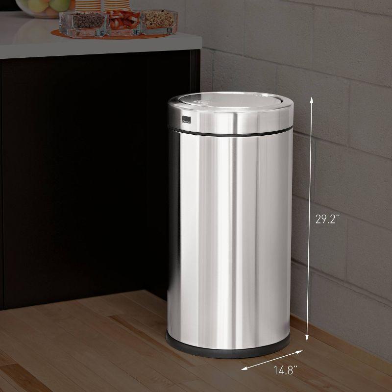 55 Liter Brushed Stainless Steel Swing Top Trash Can