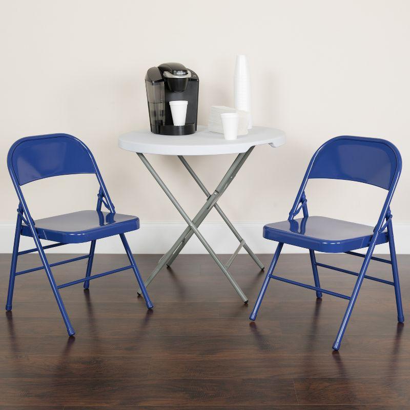 Flash Furniture 2 Pack HERCULES COLORBURST Series Cobalt Blue Triple Braced & Double Hinged Metal Folding Chair