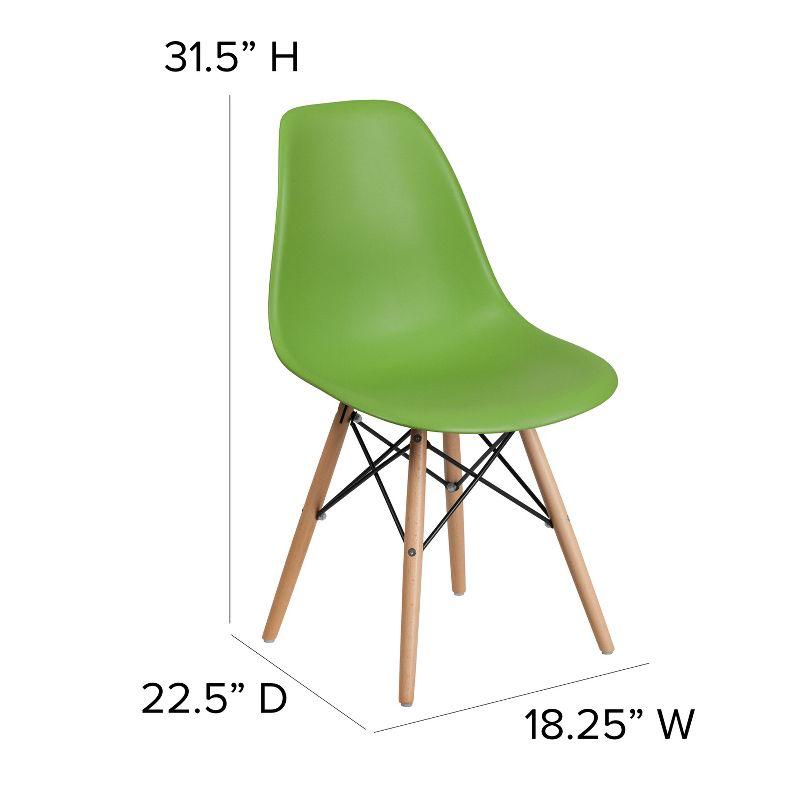 Mid-Century Modern Green Plastic Side Chair with Wooden Legs