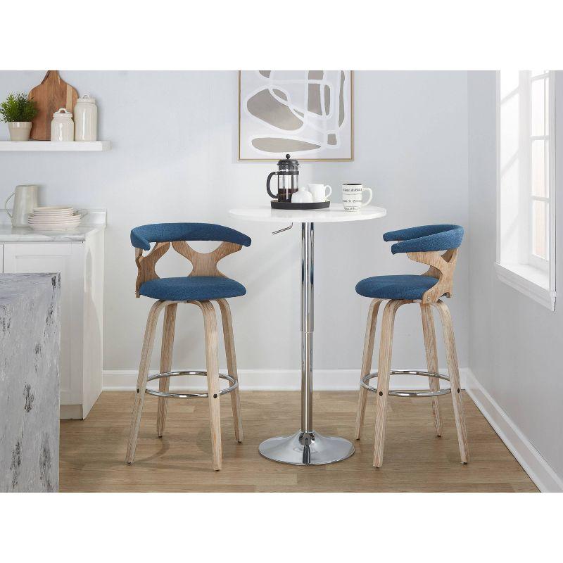 Set of 2 Gardenia Barstools White Wash/Blue - LumiSource: Upholstered Swivel Counter Height with Arms