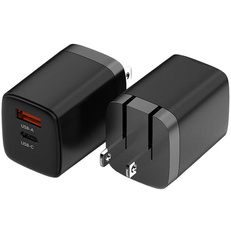 USB-C Phone Charger Combination, Nakedcellphone 20W Dual Port Wall Charger and Rugged Cable (3.2 Foot Cord) for Cell Phone, iPhone, Tablet