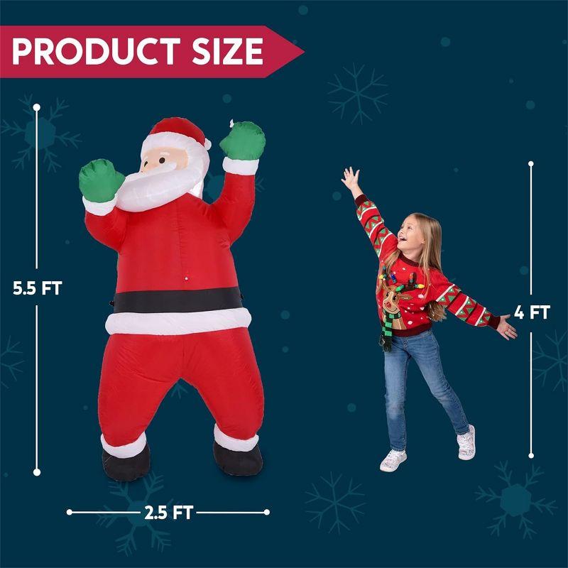JOYFY 5.5 FT Christmas Inflatable Hanging Climbing Santa with Gift Bag Decorations for Xmas Party, Outdoor, Yard, Garden, Lawn Winter Decoration