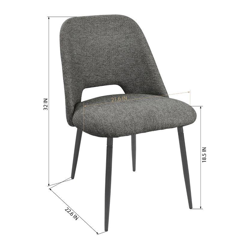 Edwin 21.6" Wider Seat Dark Gray Upholstered Dining Chairs Set Of 2,Modern Kitchen Armless Dining Chair With Black Metal Legs-Maison Boucle