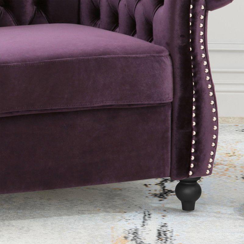 Westminster Chesterfield Club Chair Blackberry - Christopher Knight Home: Velvet Upholstery, Nailhead Trim