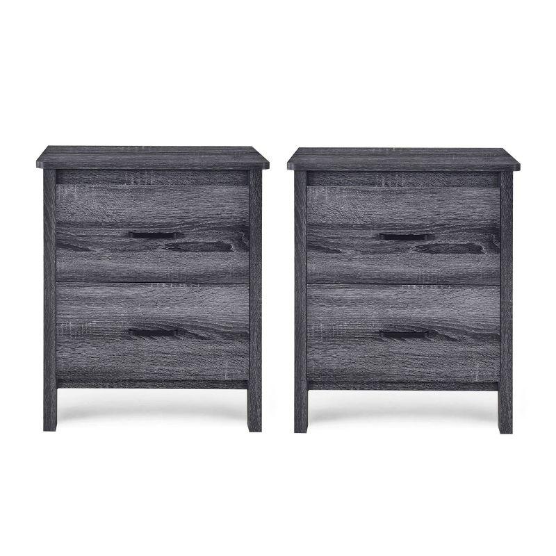 Set of 2 Olimont Contemporary 2 Drawer Nightstands Sonoma Gray Oak - Christopher Knight Home: Bedside Storage Tables