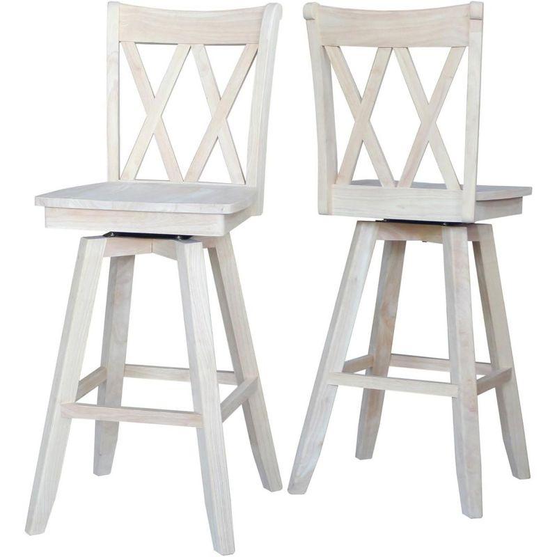 International Concepts Double "X" Back Bar Height Stool - With Swivel 30" Seat Height