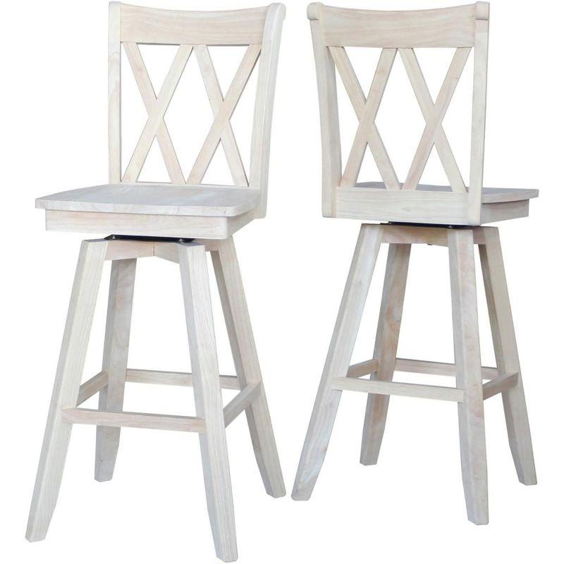 International Concepts Double  inchesX inches Back Bar Height Stool - With Swivel 30 inches Seat Height