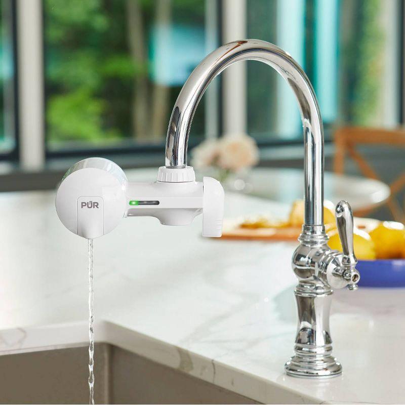 PUR Faucet Mount Water Filtration System, Powerful Filtration with Lead Reduction, Horizontal, White, PFM150W