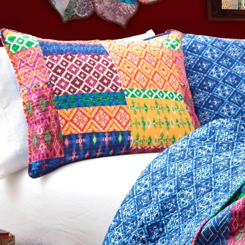 Lush Decor Misha Fuchsia/Navy 100% Cotton 320 TC Reversible 3 Piece Quilt Set