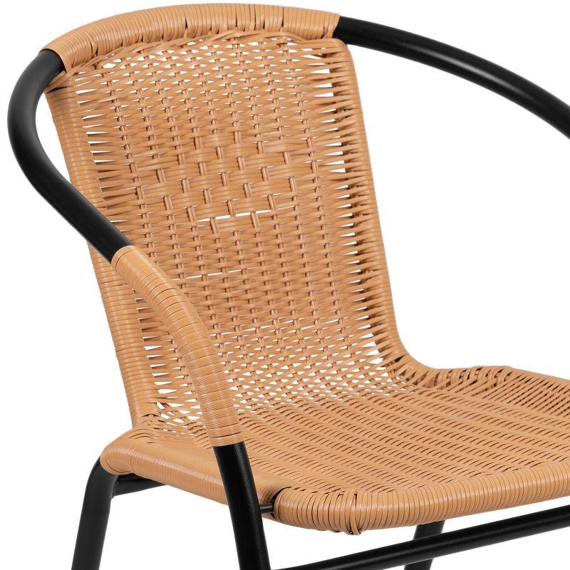 Flash Furniture Lila 2 Pack Beige Rattan Indoor-Outdoor Restaurant Stack Chair