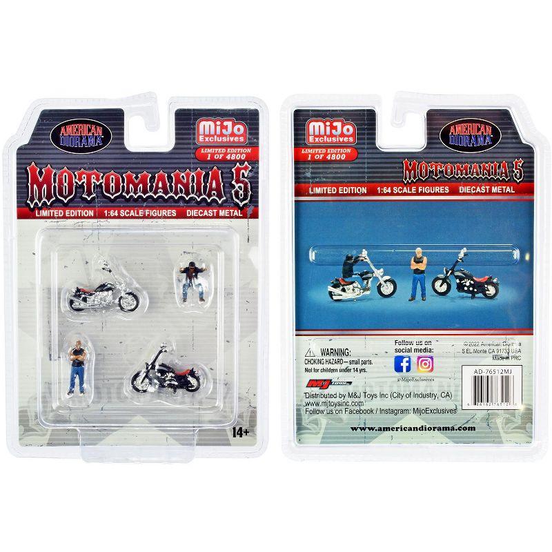 "Motomania 5" 4 piece Diecast Set (2 Figures and 2 Motorcycles) Limited Ed to 4800 pcs for 1/64 Scale Models by American Diorama