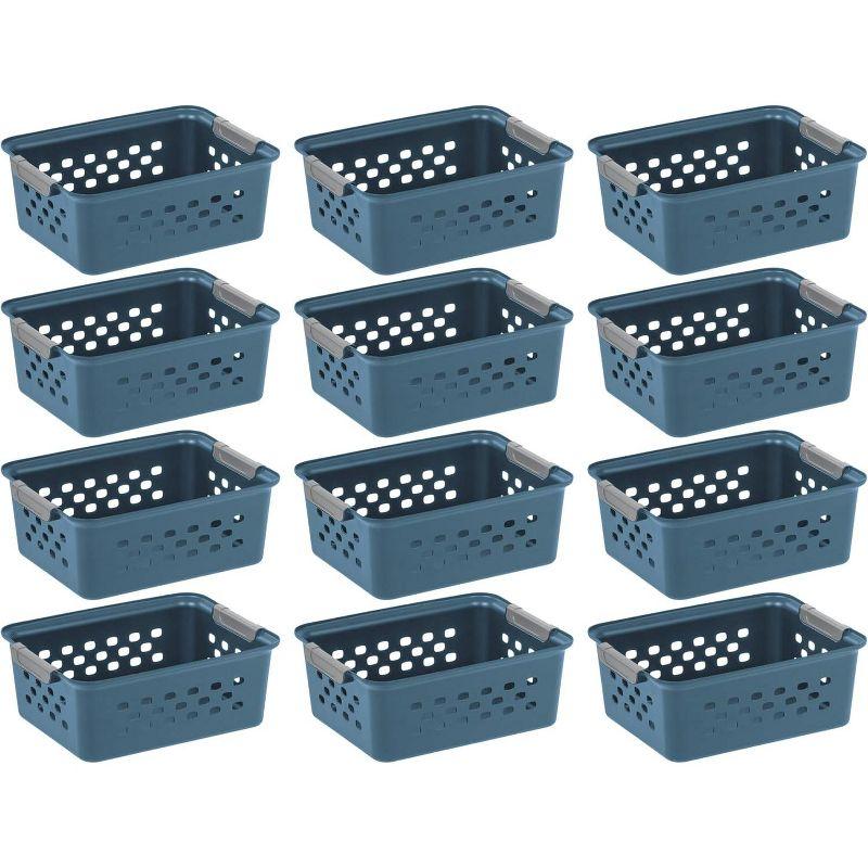 Navy Blue Small Plastic Storage Basket Set, 12-Pack