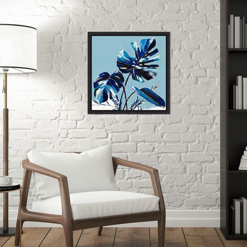 Amanti Art Villa Palms I (Blue Monstera) by Isabelle Z Canvas Wall Art Print Framed 16 x 16-in.