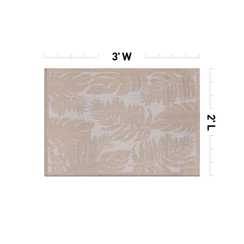 World Rug Gallery Floral Leaves Textured Flat Weave Indoor/Outdoor Area Rug - NATURAL 2'x3'