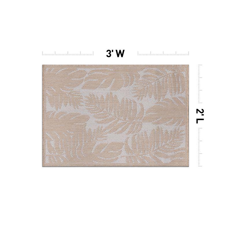 World Rug Gallery Floral Leaves Textured Flat Weave Indoor/Outdoor Area Rug