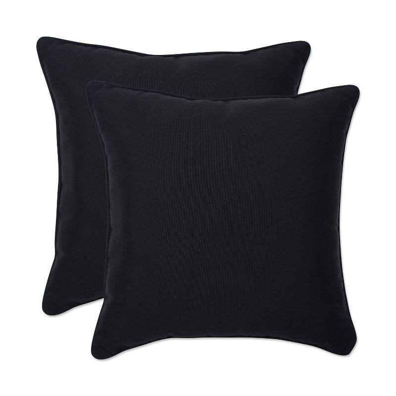 18.5" Black Weather-Resistant Outdoor Throw Pillows, Set of 2