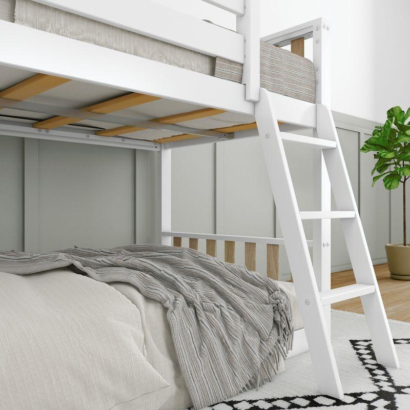 Max & Lily Solid Wood Scandinavian Twin over Twin Bunk Bed for Kids with Ladder