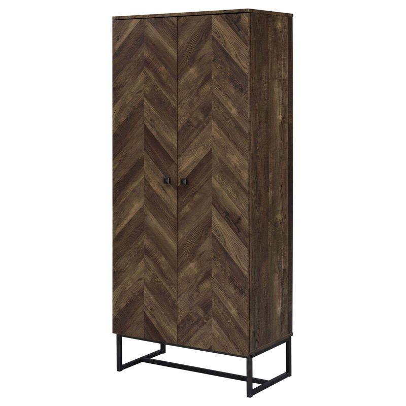 Coaster Carolyn Farmhouse 2 Door Wood Tall Cabinet Rustic Oak/Gunmetal